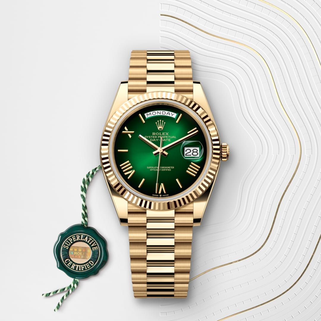 Rd Rolex* day date 41 Gold green