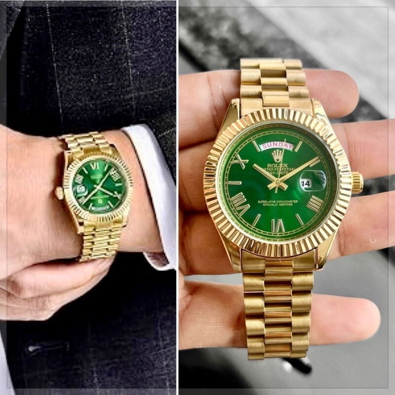 Rd Rolex* day date 41 Gold green