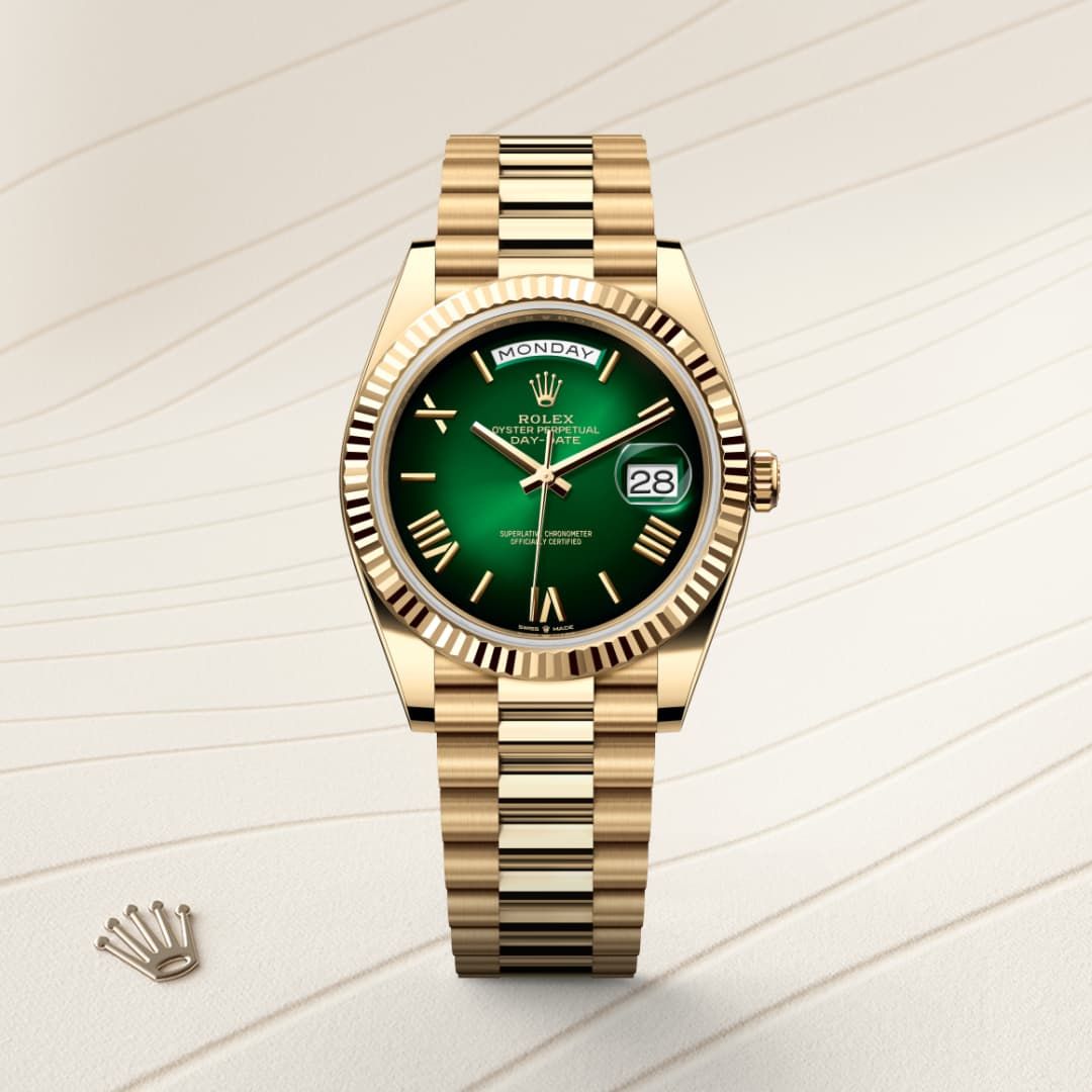 Rd Rolex* day date 41 Gold green