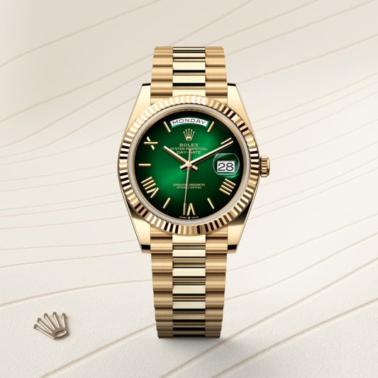 Rd Rolex* day date 41 Gold green